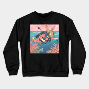 Funny Scuba Diver of a Rabbit Bunny Dad Scuba Diving Season of Corals Crewneck Sweatshirt